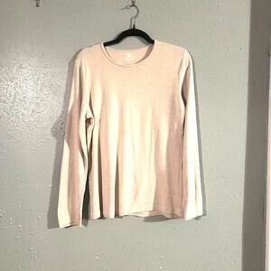 VTG Jones New York Sport Women's Beige XL Long Sleeve 100% Cotton Top Workwear